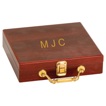 Personalized Rosewood Finish 100 Chip Poker Set 