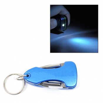 Blue MultiTool LED Keychain
