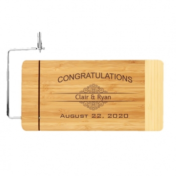 Personalized Bamboo Cutting Board with Metal Cheese Cutter