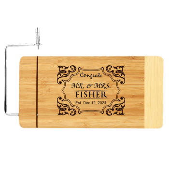Personalized Bamboo Cutting Board with Metal Cheese Cutter
