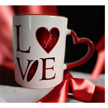 Personalized Valentine's Day Heart Handle Coffee Mug