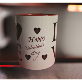 Personalized Valentine's Day Heart Handle Coffee Mug