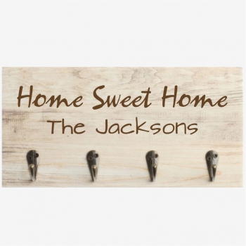 PERSONALIZED  FAUX WOOD 5 X10 WALL HANING  KEYHOLDER