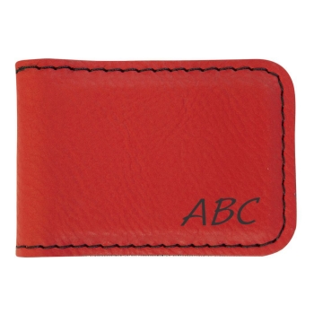 Personalized Men's Red leatherette Money Clip