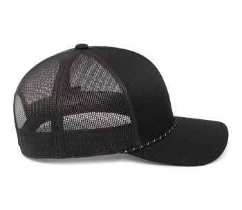 Custom Embroidered All Black Snapback Braid Cap 