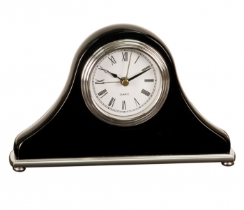 Personalized Black Piano Finish Mantle Desk Clock 