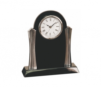 Personalized Black Piano Finish Clock Silver Columns