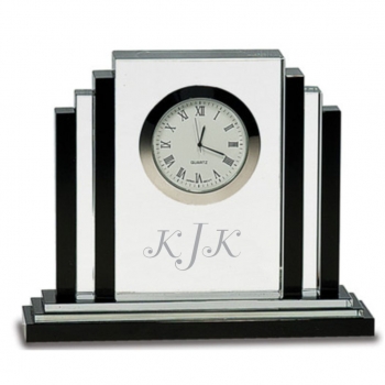 Personalized Clear Black Crystal Clock 