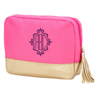 Embroidered Pink & Gold Bridesmaids Cabana Cosmetic Bag