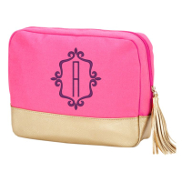 Embroidered Pink & Gold Bridesmaids Cabana Cosmetic Bag