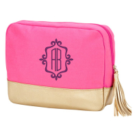 Embroidered Pink & Gold Bridesmaids Cabana Cosmetic Bag