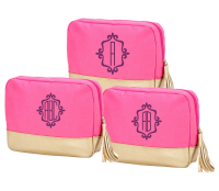 Embroidered Pink & Gold Bridesmaids Cabana Cosmetic Bag