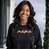 Embroidered Love Mama Black Crewneck Sweatshirt 