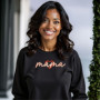 Embroidered Love Mama Black Crewneck Sweatshirt 