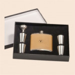 Personalized Leather Flask Gift Set