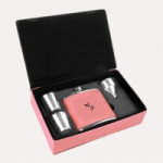 Personalized Pink Leatherette Flask Gift Set