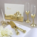 Gold Double Heart Champagne Flutes
