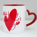 Personalized Valentine's Day Heart Handle Coffee Mug